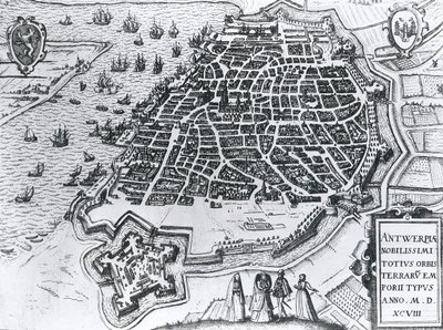Mappa di Anversa, 1598 da Dutch School